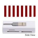 Vertical Stripes - White and Dark Red Memory Card Reader (Stick)