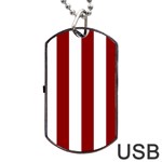 Vertical Stripes - White and Dark Red Dog Tag USB Flash (One Side)