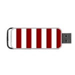 Vertical Stripes - White and Dark Red Portable USB Flash (One Side)