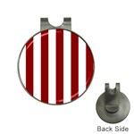 Vertical Stripes - White and Dark Red Golf Ball Marker Hat Clip