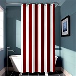 Vertical Stripes - White and Dark Red Shower Curtain 36  x 72  (Stall)