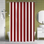 Vertical Stripes - White and Dark Red Shower Curtain 48  x 72  (Small)