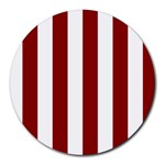 Vertical Stripes - White and Dark Red Round Mousepad