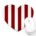 Vertical Stripes - White and Dark Red Heart Mousepad