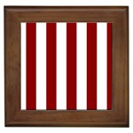 Vertical Stripes - White and Dark Red Framed Tile