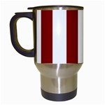 Vertical Stripes - White and Dark Red Travel Mug (White)