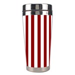 Vertical Stripes - White and Dark Red Stainless Steel Travel Tumbler