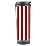 Vertical Stripes - White and Dark Red Travel Tumbler