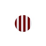 Vertical Stripes - White and Dark Red 1  Mini Button