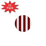 Vertical Stripes - White and Dark Red 1  Mini Button (10 pack)