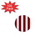 Vertical Stripes - White and Dark Red 1  Mini Button (100 pack)