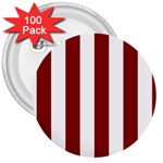 Vertical Stripes - White and Dark Red 3  Button (100 pack)