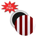 Vertical Stripes - White and Dark Red 1.75  Magnet (10 pack)