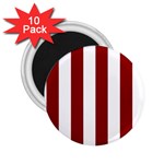 Vertical Stripes - White and Dark Red 2.25  Magnet (10 pack)