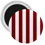 Vertical Stripes - White and Dark Red 3  Magnet