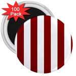 Vertical Stripes - White and Dark Red 3  Magnet (100 pack)