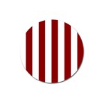 Vertical Stripes - White and Dark Red Magnet 3  (Round)