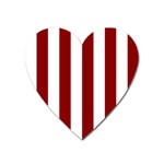 Vertical Stripes - White and Dark Red Magnet (Heart)