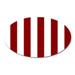 Vertical Stripes - White and Dark Red Magnet (Oval)