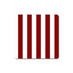 Vertical Stripes - White and Dark Red Magnet (Square)