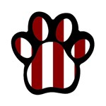 Vertical Stripes - White and Dark Red Magnet (Paw Print)