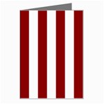 Vertical Stripes - White and Dark Red Greeting Card