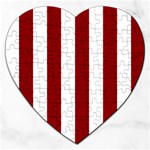 Vertical Stripes - White and Dark Red Jigsaw Puzzle (Heart)