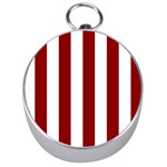 Vertical Stripes - White and Dark Red Silver Compass