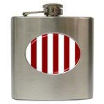 Vertical Stripes - White and Dark Red Hip Flask (6 oz)