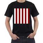 Vertical Stripes - White and Dark Red Men s T-Shirt (Black)