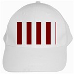 Vertical Stripes - White and Dark Red White Cap