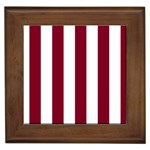 Vertical Stripes - White and Burgundy Red Framed Tile