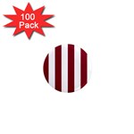 Vertical Stripes - White and Burgundy Red 1  Mini Magnet (100 pack)