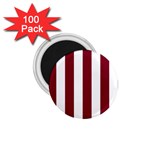 Vertical Stripes - White and Burgundy Red 1.75  Magnet (100 pack)