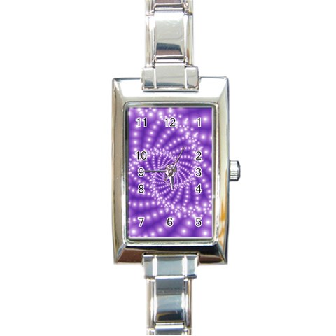 Glossy Purple  Beaded Spiral Fractal Rectangle Italian Charm Watch from ArtsNow.com Front