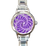 Glossy Purple  Beaded Spiral Fractal Round Italian Charm Watch