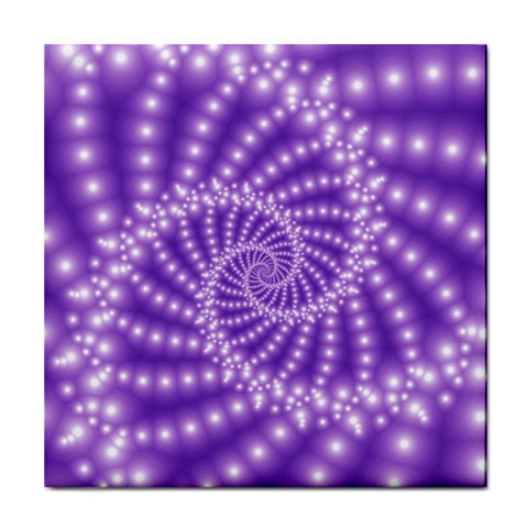 Glossy Purple  Beaded Spiral Fractal Tile Coaster from ArtsNow.com Front