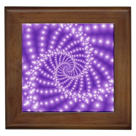 Glossy Purple  Beaded Spiral Fractal Framed Tile from ArtsNow.com Front