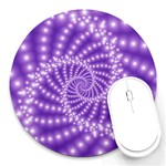 Glossy Purple  Beaded Spiral Fractal Round Mousepad