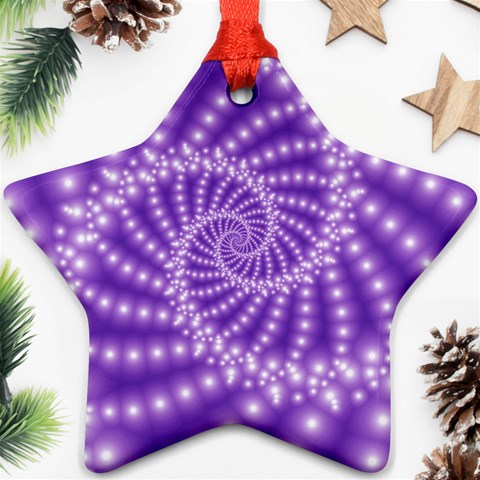 Glossy Purple  Beaded Spiral Fractal Ornament (Star) from ArtsNow.com Front