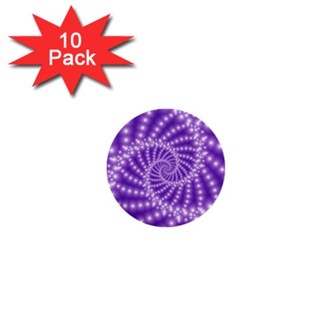 Glossy Purple  Beaded Spiral Fractal 1  Mini Button (10 pack)  from ArtsNow.com Front