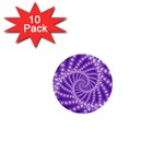 Glossy Purple  Beaded Spiral Fractal 1  Mini Button (10 pack) 