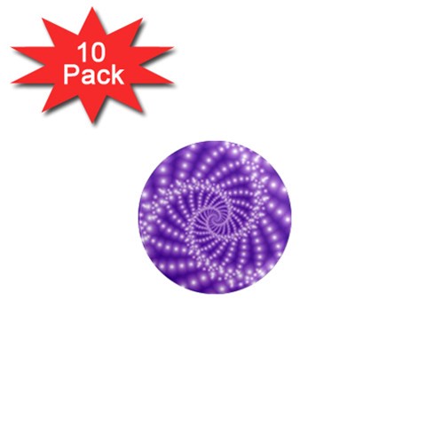 Glossy Purple  Beaded Spiral Fractal 1  Mini Magnet (10 pack)  from ArtsNow.com Front