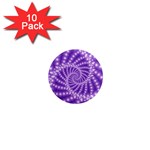 Glossy Purple  Beaded Spiral Fractal 1  Mini Magnet (10 pack) 