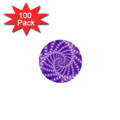 Glossy Purple  Beaded Spiral Fractal 1  Mini Button (100 pack)  from ArtsNow.com Front