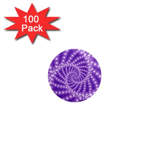 Glossy Purple  Beaded Spiral Fractal 1  Mini Magnet (100 pack)  from ArtsNow.com Front