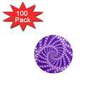 Glossy Purple  Beaded Spiral Fractal 1  Mini Magnet (100 pack) 