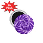 Glossy Purple  Beaded Spiral Fractal 1.75  Magnet (10 pack) 