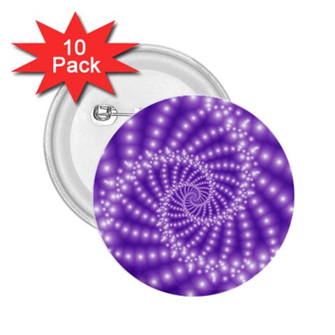 Glossy Purple  Beaded Spiral Fractal 2.25  Button (10 pack) from ArtsNow.com Front