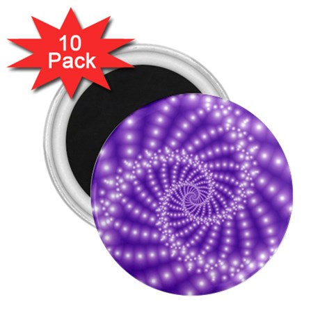 Glossy Purple  Beaded Spiral Fractal 2.25  Magnet (10 pack) from ArtsNow.com Front